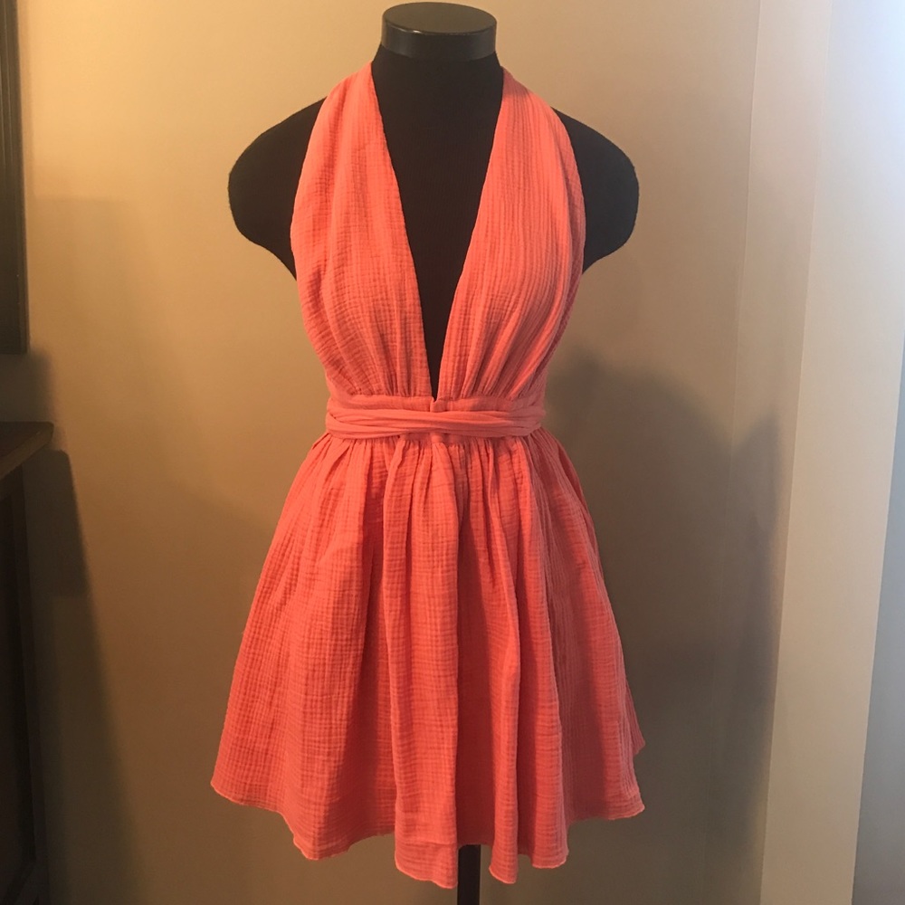 Free people open back wrap dress